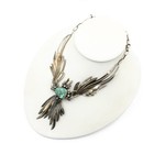 San Felipe Signed Ramone Dennis Sterling Turquoise Feather 18" Necklace #S5419-2 — photo 2