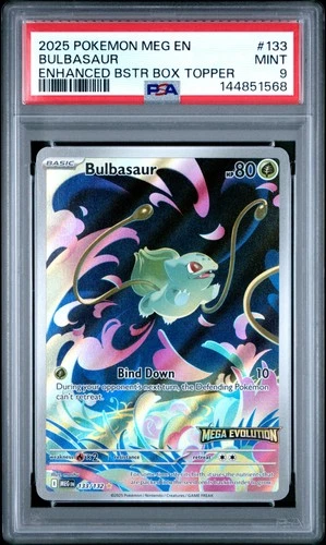 2025 POKEMON MEG EN-MEGA EVOLUTION ENHANCED BOOSTER BOX TOPPER BULBASAUR PSA 9