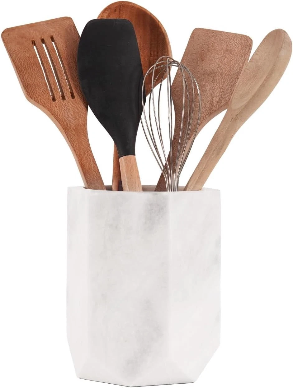 Marble Utensil Holder 6.5" Kitchen Utensil Organizer for Countertop Cooking Tool