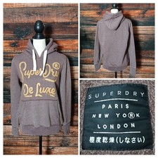 Superdry Hoodie Size M De Luxe Hooded Sweatshirt Burgundy Pullover