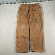 Vintage Carhartt Double Knee Work Pants Men 34x30  Fits 32x28 Brown Oil Stains