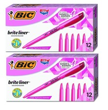 BIC Brite Liner Highlighter, Chisel Tip, Pink, 24-Count Pink