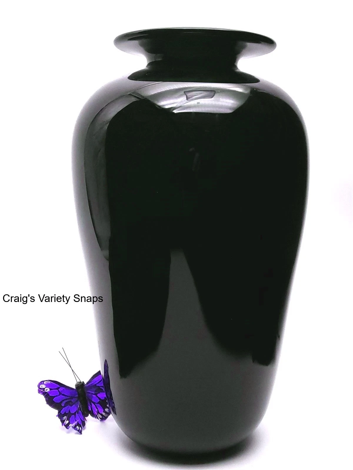 Bill Worcester Studio Vase  Black Amethyst Glass  Hand Blown Maui (William)1979