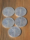 1942-45 (5) WALKING LIBERTY HALF DOLLAR .90 SILVER 50c US COINS MONEY ~ .99c!