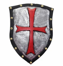 Medieval Knight Crusader Shield Knights Templar Cross Sheild 21 x 14in Home W...