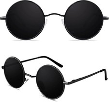 Retro round Polarized Sunglasses Circle Metal UV400 Protection E01
