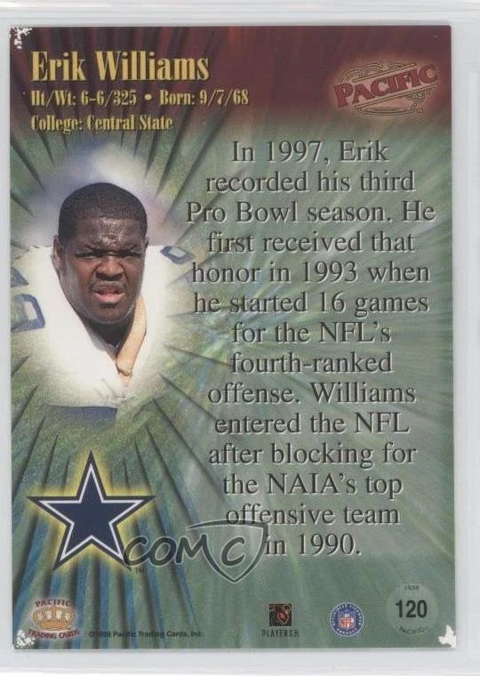 1998 Pacific Platinum Blue Erik Williams #120 - Image 2 of 2