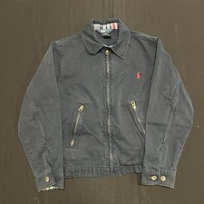 VTG Polo Ralph Lauren Harrington Jacket Boys Youth Small 8/10 Navy Blue Plaid