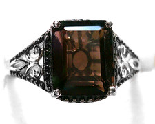 Smoky Quartz Ring / size 8 / 925 Sterling Silver / 3.65cts 3.4g