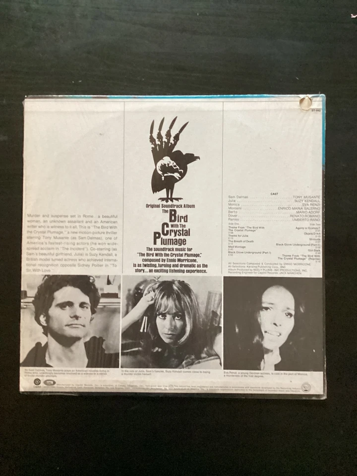 ENNIO MORRICONE Bird With the Crystal Plumage LP VG+ 1970 Capitol ST-642 Vinyl Foto 2 de 4