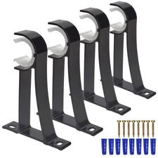 4 Pieces Curtain Rod Hooks Heavy Duty Curtain Rod Bracket Rod Support Hanger ...