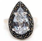 Swiss Marcasite 925 Solid Sterling Silver Ring Jewelry Sz 7 PC13-6 — photo 1