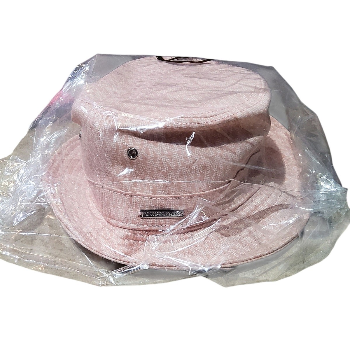 Michael Kors Bucket Hat Logo Print Organic Cotton Blend Rose 