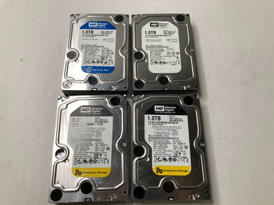 Lot of 4 Mixed Western Digital 1TB 3.5'' SATA HDD