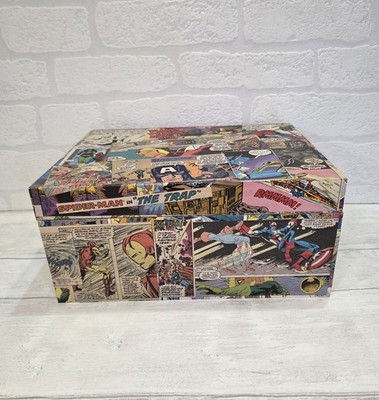 Marvel Comic verzierte Andenkenbox Retro Unikat Geschenk Spiderman Iron-Man Hulk