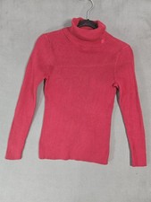 Vintage 90s Lauren Ralph Lauren Womens Small Turtleneck Sweater Rib Red Fitted