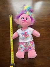 Build-A-Bear Trolls Queen Poppy Plush 15" Rainbow Hair w/ PJ Outfit  Shorts