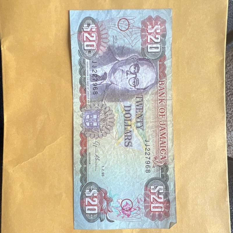 Bank of Jamaica $20 Banknote 1995 Circulated Paper Money J1227968