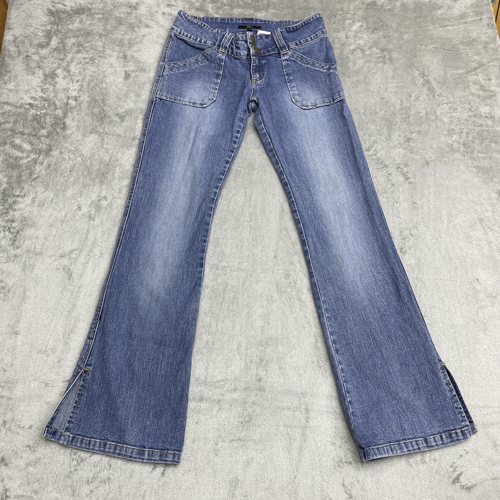 Vintage Heart Moon Star Jeans Women’s Denim Blue Jeans Size 8 Flare Slits Y2K