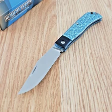 Rough Ryder Slip Joint Folding Knife 3" VG-10 Steel Blade Blue Aluminum Handle