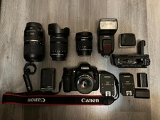 Canon EOS 7D Camera 4 Lens/Flash/Battery/Charger/Case/ Accessories Bundle