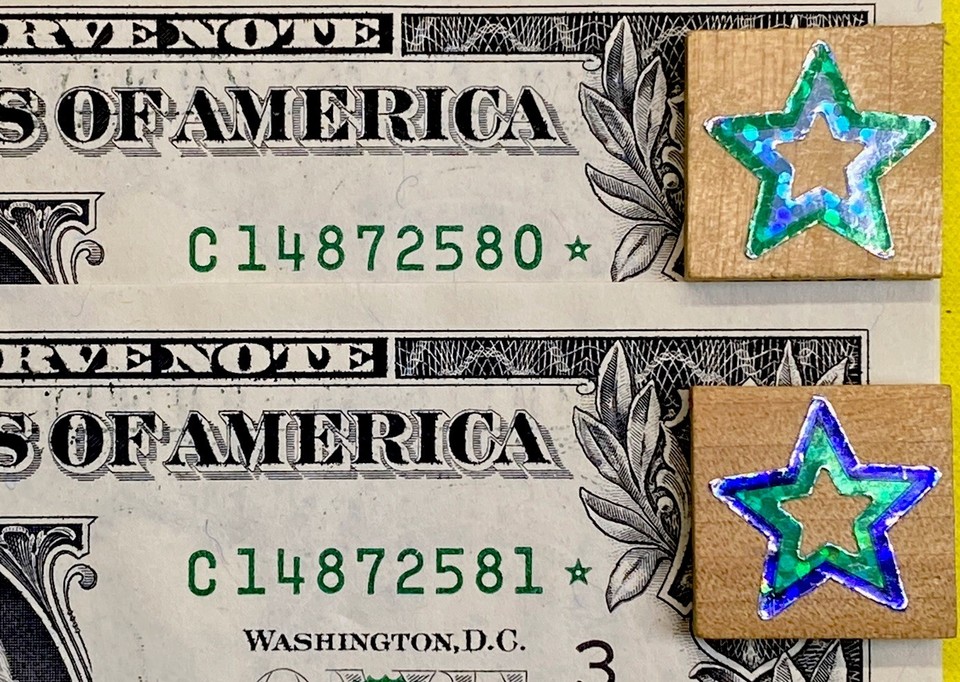 🌟UNC Two Star Note Sequential 80 81 Fancy Serial Number One Dollar Bill ...