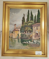 TABLEAU HUILE sur TOILE Aldo RAIMONDI Cadre Paysage Rivere Peinture 90MAG 11/02