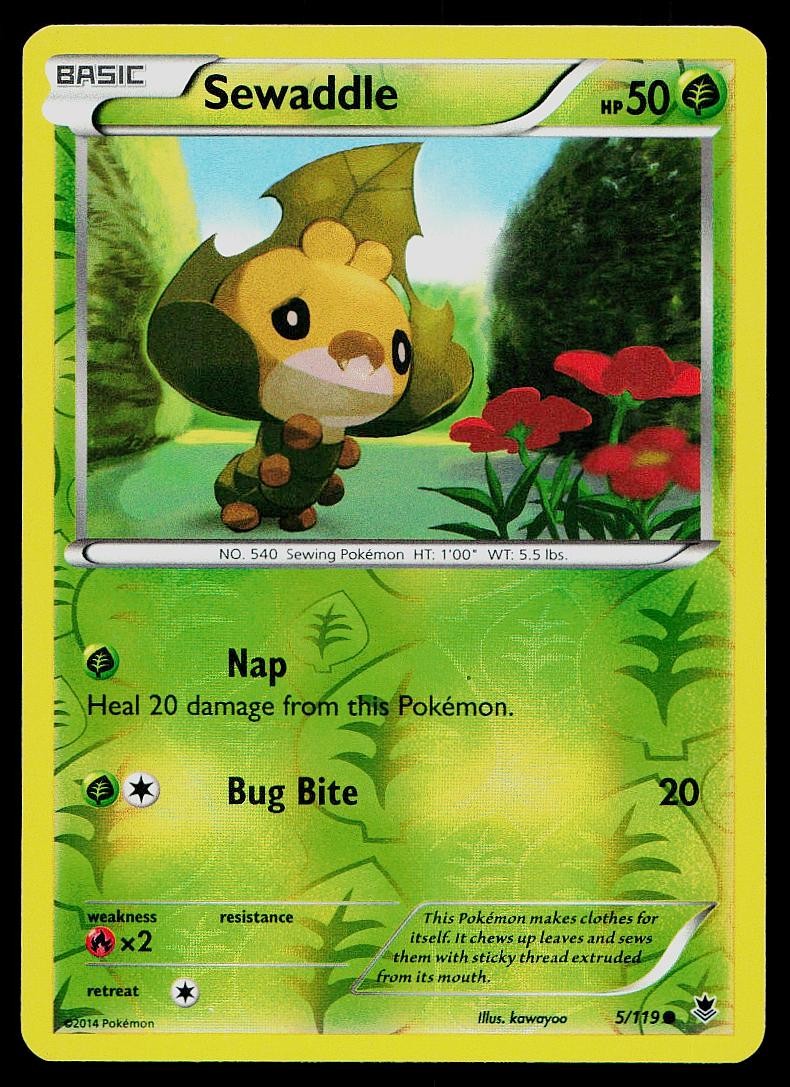 Pokemon Card Phantom Forces Sewaddle 5/119 Reverse Holo Common