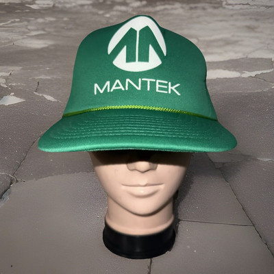 Vintage 80 s Rare Mantek Mohr s All over Green One Size Snap Back Cap Hat EUC