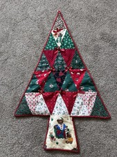 Vintage Quilted Christmas Tree Patchwork Wall Hanging Handmade Decor Retro