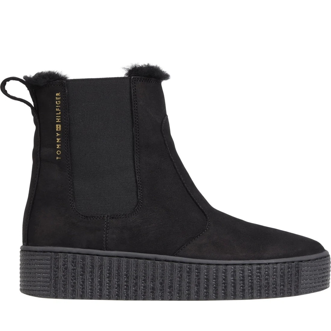 Tommy Hilfiger Essential Chelsea Women's Black Leather Ankle Boots FW0FW07661BDS