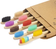 Biodegradable Bamboo Toothbrushes, 10 Piece BPA Free Soft Bristles Toothbrush...