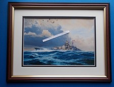 FRAMED SHIPPING PRINT  SIGHTING THE BISMARCK 26 MAY 1941 ID=11"X8" OD =17"X13"