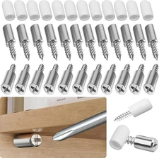 30 Pcs Shelf Support Pegs, Pins with Anti-Slip 30 sets, silvery white 