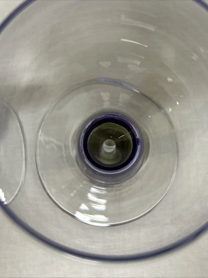 2 vasos de cristal Orrefors de agua vino corvejón copa hueco púrpura tallo RARO MCM Foto 4 de 4