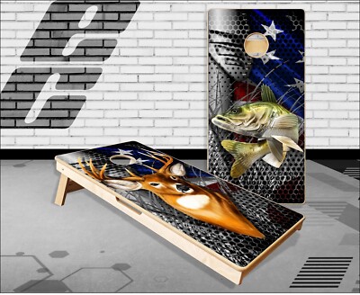 Walleye Deer American Blades Cornhole Boards Bean Bag Toss Game