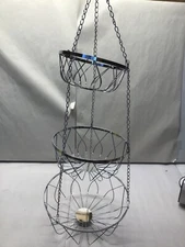 RSVP 3-Tier Hanging Fancy Chrome Wire Fruit Basket