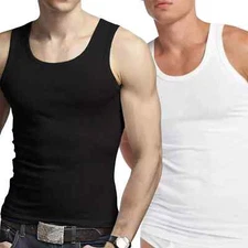 12 PACK MENS WHITE OR BLACK VESTS | PLAIN VESTS | 100% COTTON S-5XL