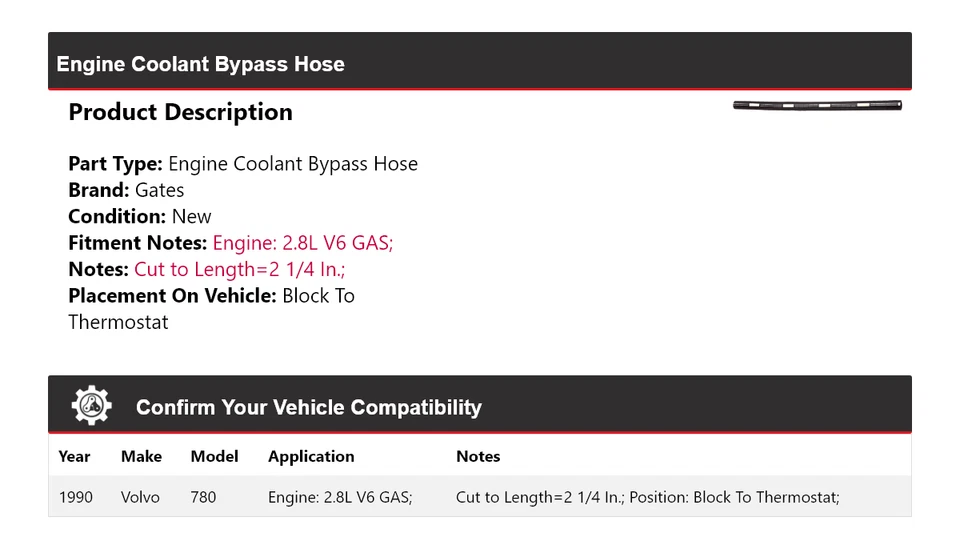 Bloque de manguera de derivación de refrigerante para motor Volvo 780 1990 a puertas de termostato Foto 2 de 4