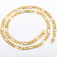 6mm MENS Boys Chain Gold Filled Flat Figaro Link Necklace Jewlery Gift 18-24“