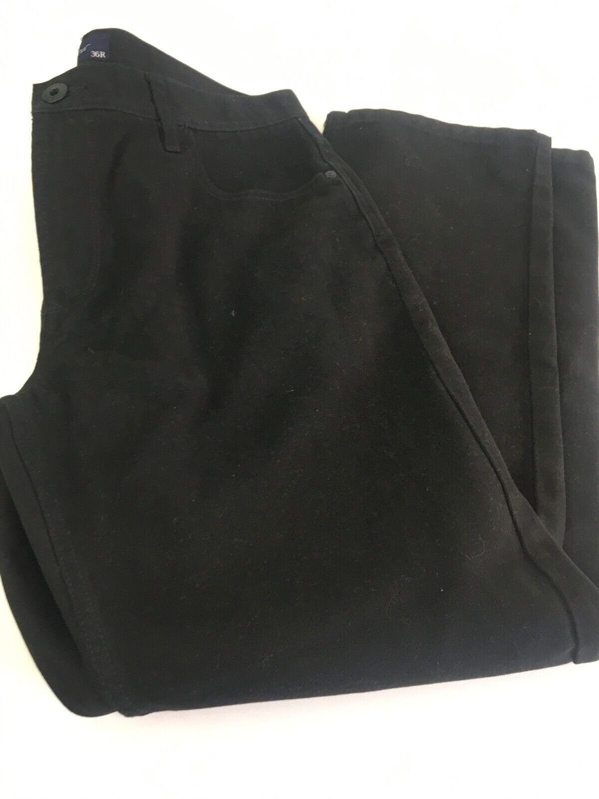 NEXT Mens Black Straight Fit Cotton Ribbed Trousers 36W 30L Regular