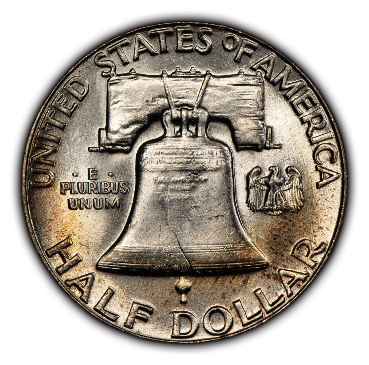 1960 50c Franklin Half Dollar - Intricate Textured Toning - Flashy