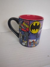 BATMAN Comic Panel 14 oz Ceramic Coffee Mug 2021 DC Black Bat Signal EUC