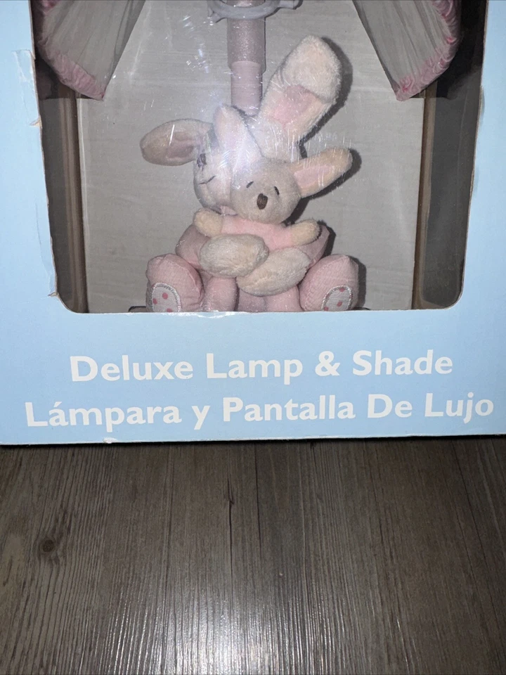 Lámpara infantil Carter’s mamá y bebé conejito vintage rosa de lujo felpa conejo NUEVO raro Foto 4 de 4