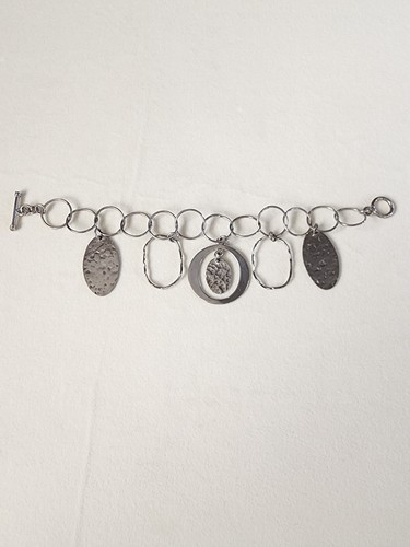 Vtg 925 Sterling Silver Hammered Disc Ring 7.76" Bracelet 16.17 Grams FREE $HIP!