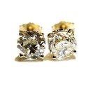 New GIA 14k yellow gold 2.01ct SI2 J round diamond stud earrings Natural — photo 1