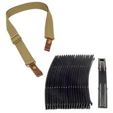 20 NEW 7.62x39 10rd Steel Stripper Clips + Tan Color Canvas Rifle Sling for SKS