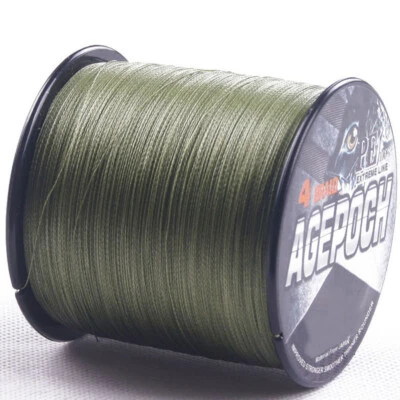 Pro 100M-2000M Ligne de Pêche Tressée PE Vert Armée Agepoch Dynema 6LB-300LB - Photo 1/4