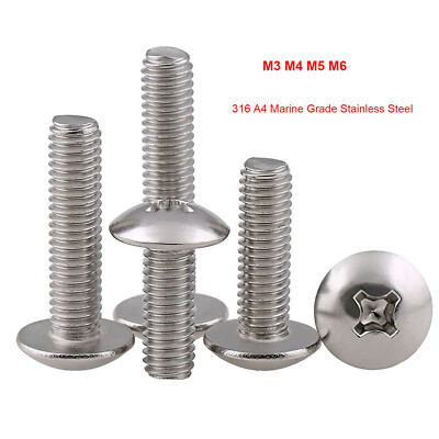 316 Marine Stainless Phillips Truss Mushroom Head Machine Screw Bolt M3 M4 M5 M6