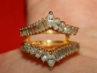 3.00Ct Baguette Cut D/VVS1 Moissanite Enhancer Band Ring 14k Yellow Gold Plated